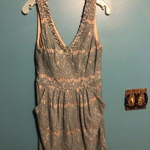 Evening Cocktail Dress Blue Lace